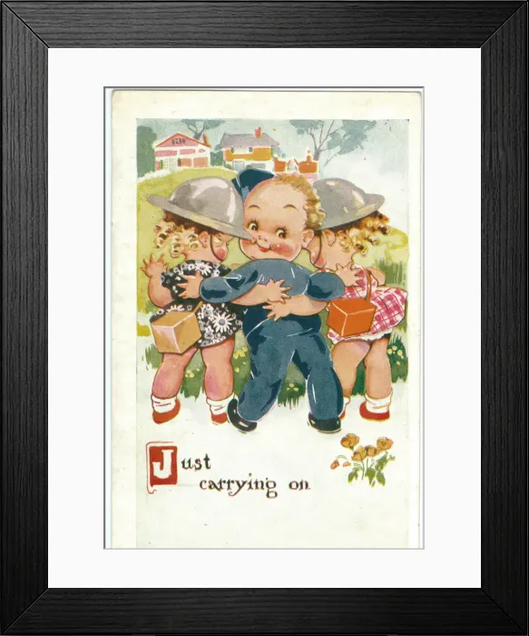 Framed Print : WW2 era - Comic Postcard - Just Carrying Framed Print : WW2 era - Comic Postcard - Just Carrying