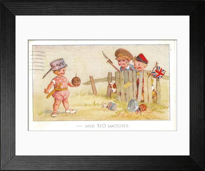 Framed Print : WW2 era - Comic Postcard - and NO matches Framed Print : WW2 era - Comic Postcard - and NO matches