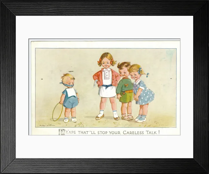 Framed Print : WW2 era - Comic Postcard - That ll stop your careless talk Framed Print : WW2 era - Comic Postcard - That ll stop your careless talk