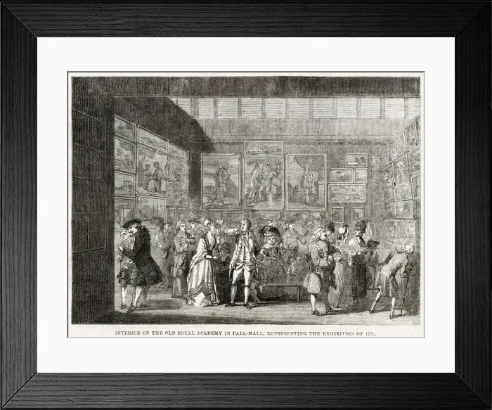 Framed Print : Interior of the old Royal Academy in Pall Mall, representing the exhibition of 1771 Framed Print : Interior of the old Royal Academy in Pall Mall, representing the exhibition of 1771