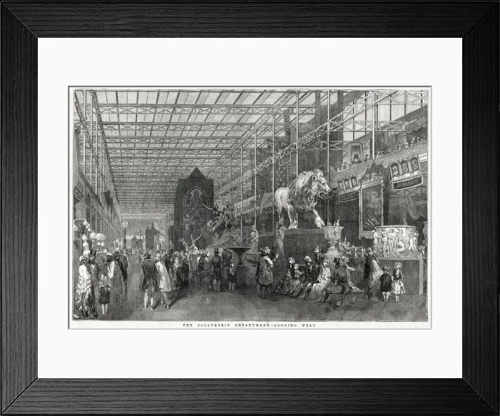 Framed Print : Great Exhibition in Hyde Park. The Zollverein department, looking west. Date: 1851 Framed Print : Great Exhibition in Hyde Park. The Zollverein department, looking west. Date: 1851