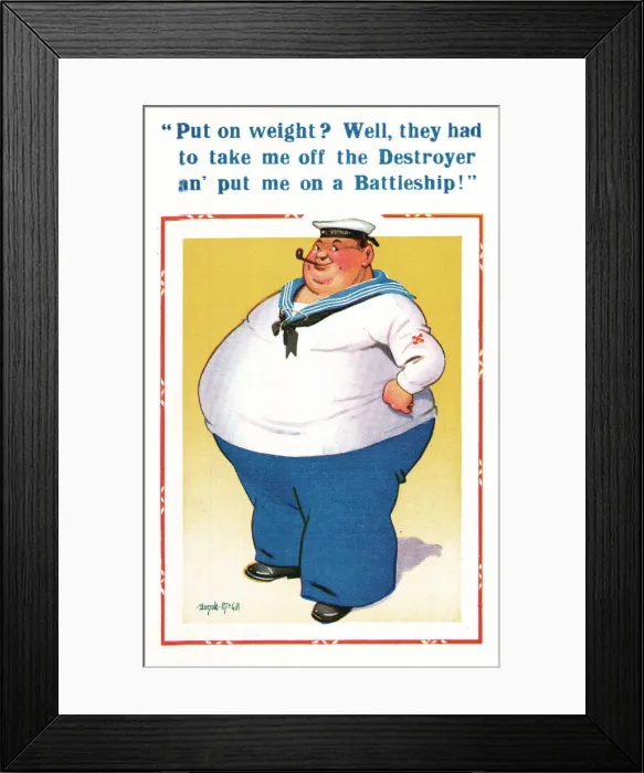 Framed Print : Comic postcard, Sailor in the British Royal Navy, WW2 - supersize version Framed Print : Comic postcard, Sailor in the British Royal Navy, WW2 - supersize version