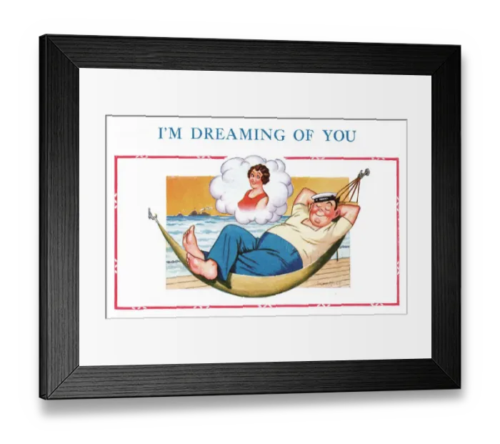 Framed Print : Comic postcard, Sailor in the British Royal Navy, WW2 - in a hammock Framed Print : Comic postcard, Sailor in the British Royal Navy, WW2 - in a hammock