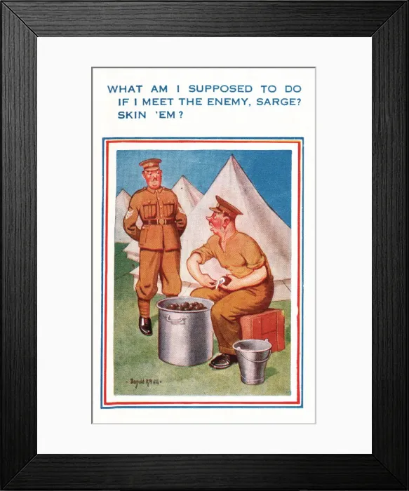 Framed Print : Comic postcard, Soldier in the British Army, WW2 Framed Print : Comic postcard, Soldier in the British Army, WW2