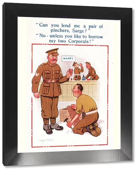 Comic postcard, Soldiers in the British Army, WW2 - at work in the NaFI