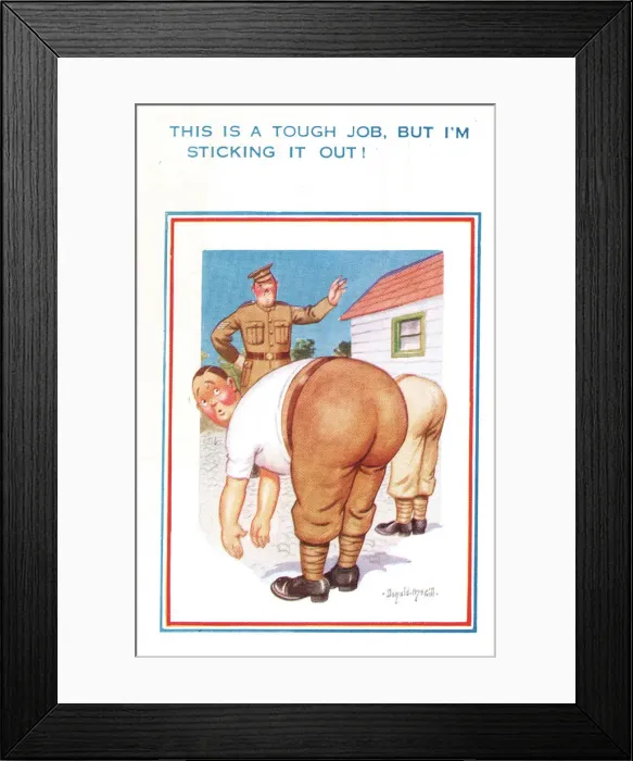 Framed Print : Comic postcard, Soldiers in the British Army, WW2 Framed Print : Comic postcard, Soldiers in the British Army, WW2