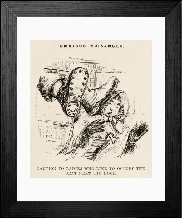 Framed Print : Omnibus nuisances. Caution to ladies who like to occupy the seat next to the door Framed Print : Omnibus nuisances. Caution to ladies who like to occupy the seat next to the door