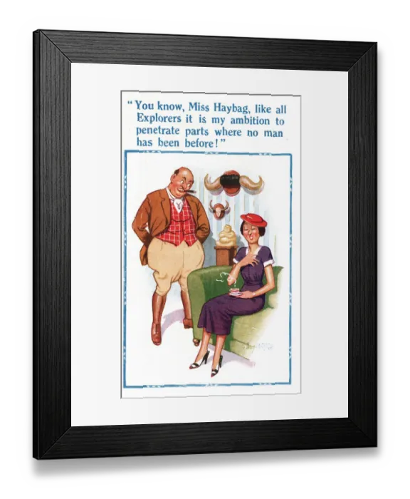 Framed Print : Comic postcard, ambitious explorer Date: 20th century Framed Print : Comic postcard, ambitious explorer Date: 20th century