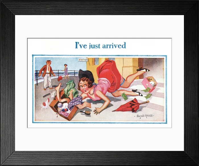 Framed Print : Comic postcard, I ve just arrived Framed Print : Comic postcard, I ve just arrived