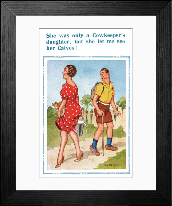 Framed Print : Comic postcard, Cowkeepers daughter
