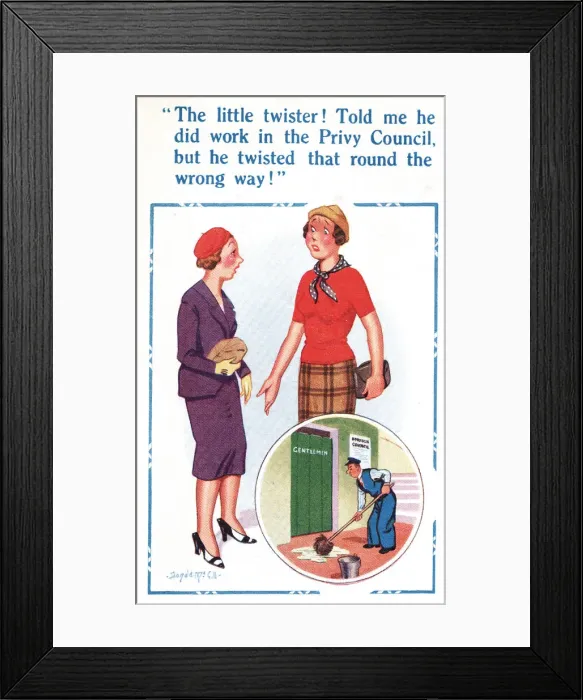 Framed Print : Comic postcard, council worker Framed Print : Comic postcard, council worker