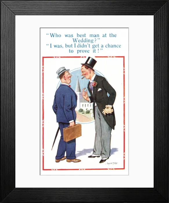 Framed Print : Comic postcard, best man at the wedding Date: 20th century Framed Print : Comic postcard, best man at the wedding Date: 20th century