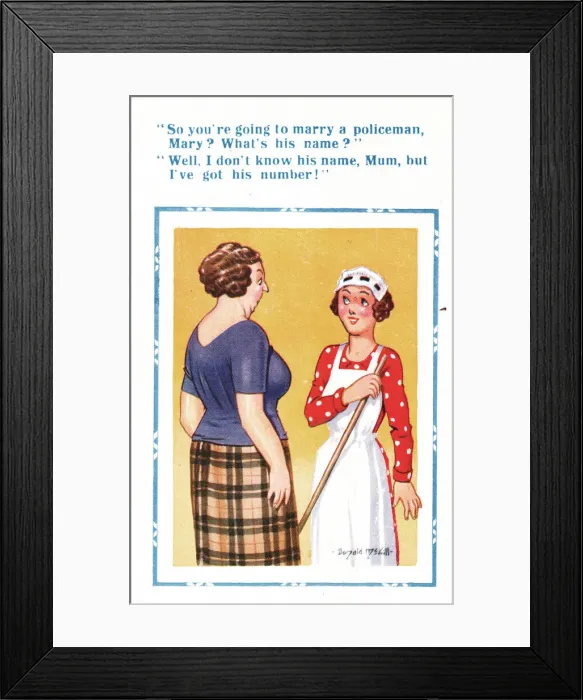 Framed Print : Comic postcard, marrying a policeman Framed Print : Comic postcard, marrying a policeman
