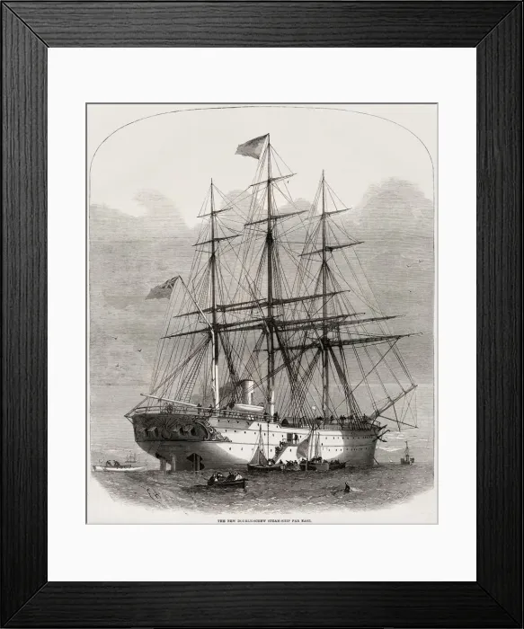 Framed Print : The new double-screw steamship Far East. The launch took place at Cubitt Town, Millwall Framed Print : The new double-screw steamship Far East. The launch took place at Cubitt Town, Millwall
