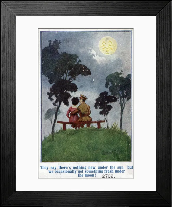 Framed Print : Comic postcard, British soldier and girlfriend, WW1 Framed Print : Comic postcard, British soldier and girlfriend, WW1