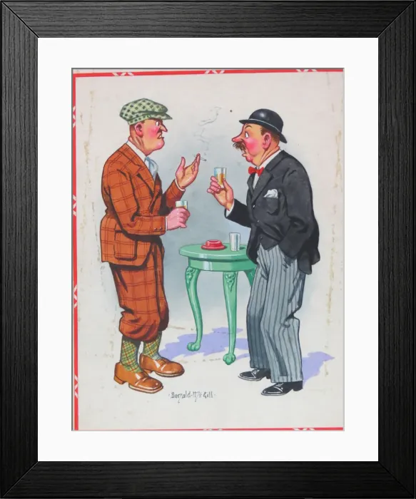 Framed Print : Comic postcard, Two men drinking in a pub Framed Print : Comic postcard, Two men drinking in a pub