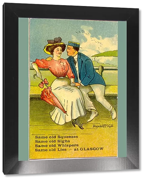 Comic postcard, Courting couple at the seaside Date: 20th century