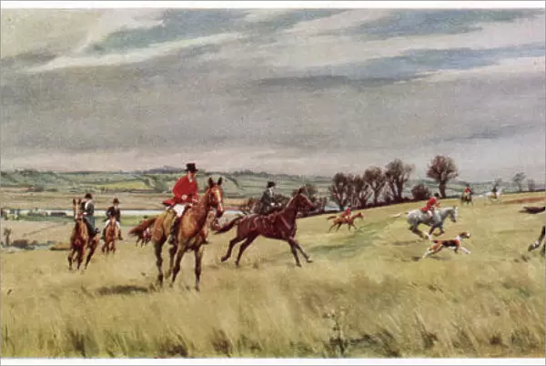 Essex Union hunt. By Canewdon Church in the marshes by the River Crouch. Date: 1937