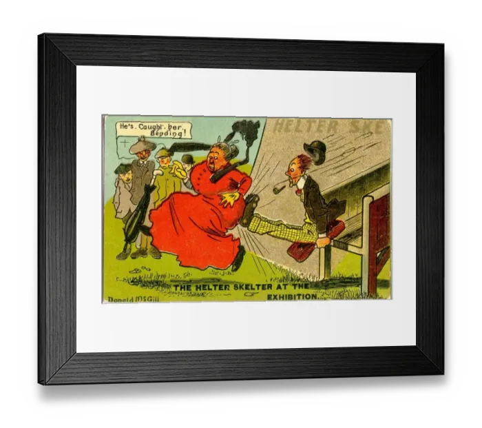 Framed Print : Comic postcard, Helter Skelter, Edinburgh Exhibition Date: 20th century Framed Print : Comic postcard, Helter Skelter, Edinburgh Exhibition Date: 20th century