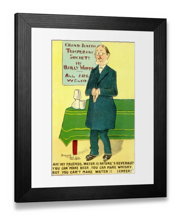Framed Print : Comic postcard, Temperance satire Framed Print : Comic postcard, Temperance satire