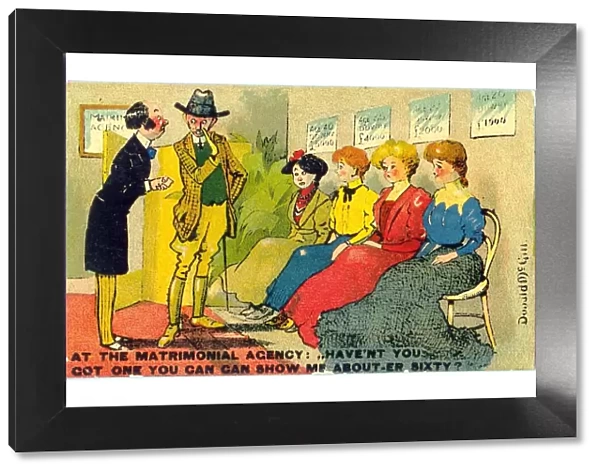 Comic postcard, Scene at a matrimonial agency Date: 20th century