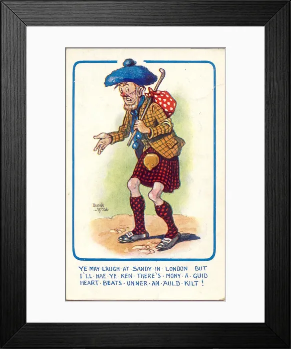 Framed Print : Comic postcard, Scotsman Sandy Date: 20th century Framed Print : Comic postcard, Scotsman Sandy Date: 20th century