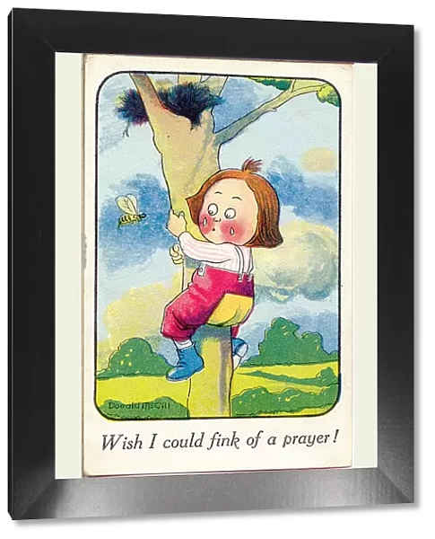 Comic postcard, Little girl up a tree Date: 20th century