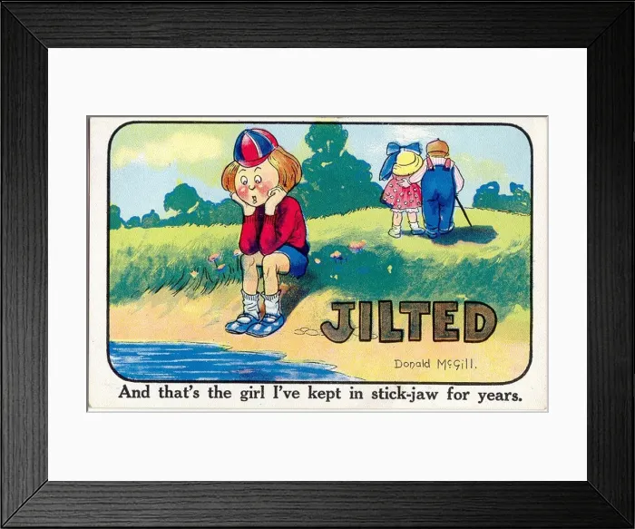 Framed Print : Comic postcard, Little boy jilted Date: 20th century Framed Print : Comic postcard, Little boy jilted Date: 20th century