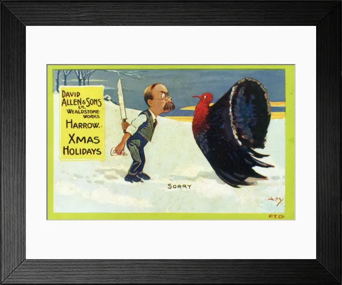 Framed Print : Christmas Holidays - man and turkey - Sorry Framed Print : Christmas Holidays - man and turkey - Sorry