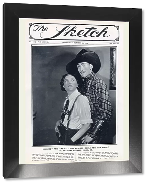 Front cover of The Sketch featuring engaged couple, actress Frances Doble