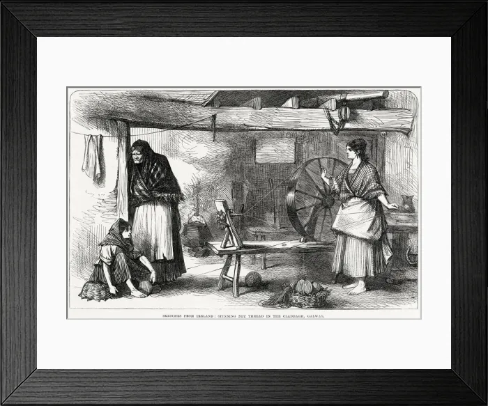 Framed Print : Women spinning net thread in the Claddagh, Galway, Ireland Framed Print : Women spinning net thread in the Claddagh, Galway, Ireland