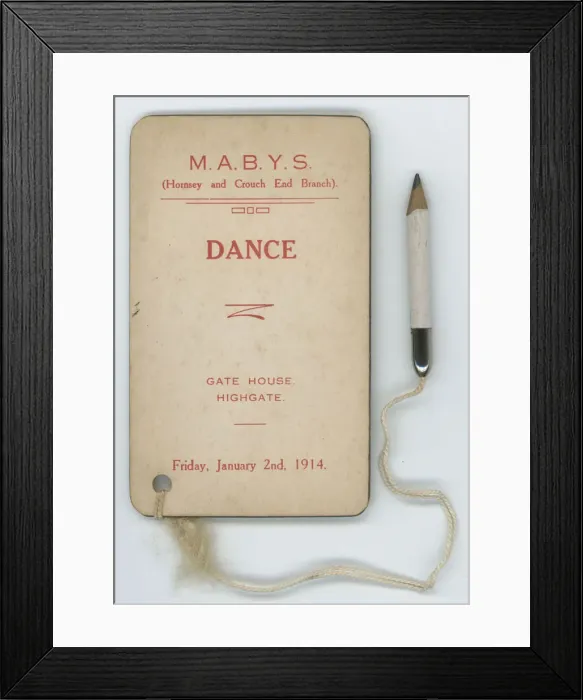 Framed Print : MABYS Dance Card, Highgate. London Framed Print : MABYS Dance Card, Highgate. London
