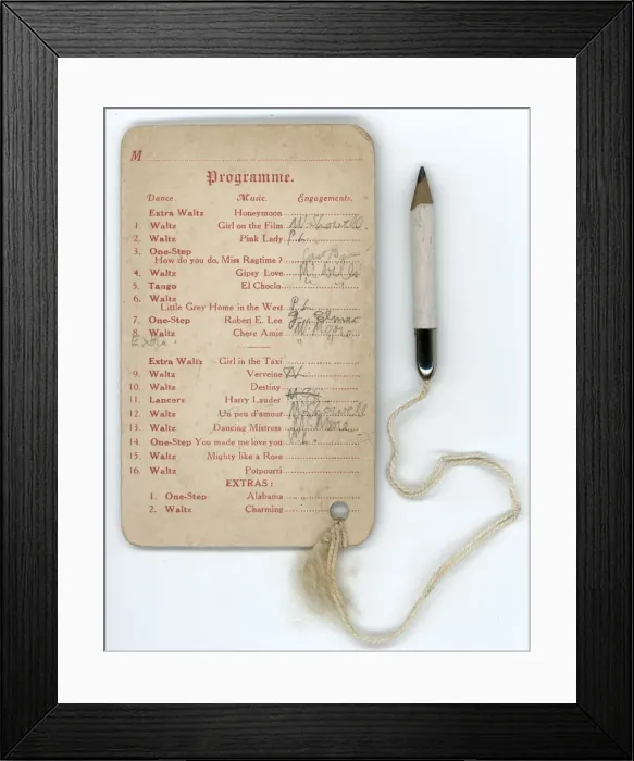 Framed Print : MABYS Dance Card, Highgate. London Framed Print : MABYS Dance Card, Highgate. London