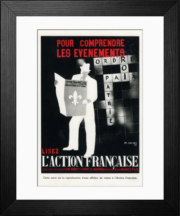 Framed Print : Newspaper, L Action Francaise - to understand events Date: 1938 Framed Print : Newspaper, L Action Francaise - to understand events Date: 1938