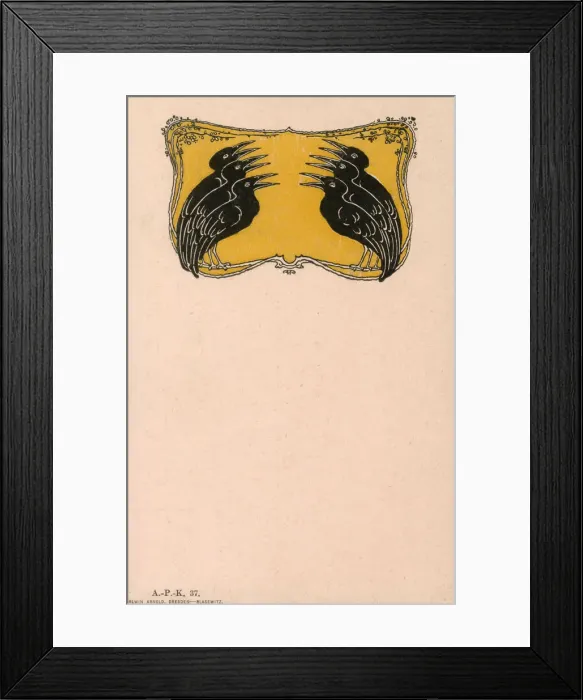 Framed Print : Design with six black crows Date: circa 1930s Framed Print : Design with six black crows Date: circa 1930s
