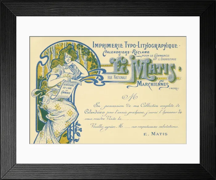 Framed Print : E Matis, printers, Rue Nationale, Marchiennes, France, publishers of calendars Framed Print : E Matis, printers, Rue Nationale, Marchiennes, France, publishers of calendars