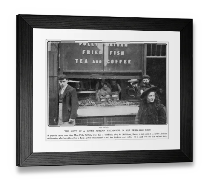 Framed Print : Fried fish shop run by Polly Nathan in Middlesex Street (Petticoat Lane Framed Print : Fried fish shop run by Polly Nathan in Middlesex Street (Petticoat Lane