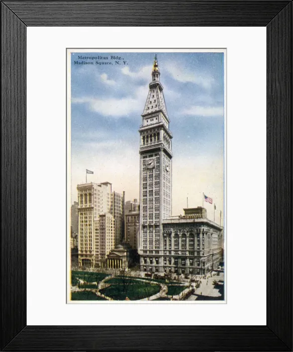 Framed Print : Metropolitan Building, Madison Square, New York City, NY, USA. Date: circa 1920 Framed Print : Metropolitan Building, Madison Square, New York City, NY, USA. Date: circa 1920
