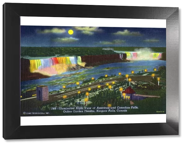 Niagara Falls - Illuminated in multi-colour at night - Oakes Garden Theatre