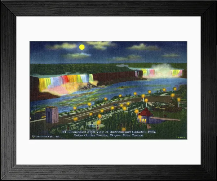 Framed Print : Niagara Falls - Illuminated in multi-colour at night - Oakes Garden Theatre Framed Print : Niagara Falls - Illuminated in multi-colour at night - Oakes Garden Theatre