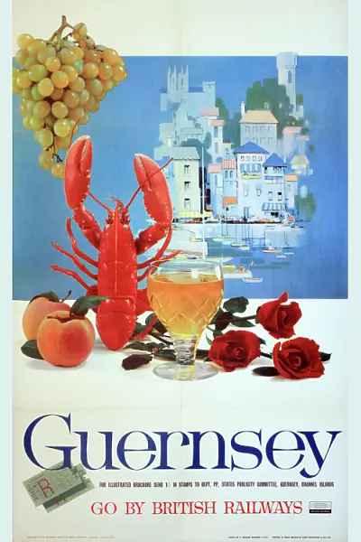 Poster advertising Guernsey, Channel Islands - Go By British Railways