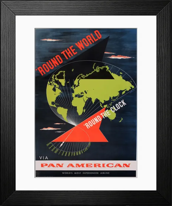 Framed Print : Poster advertising Pan American World Airways Framed Print : Poster advertising Pan American World Airways