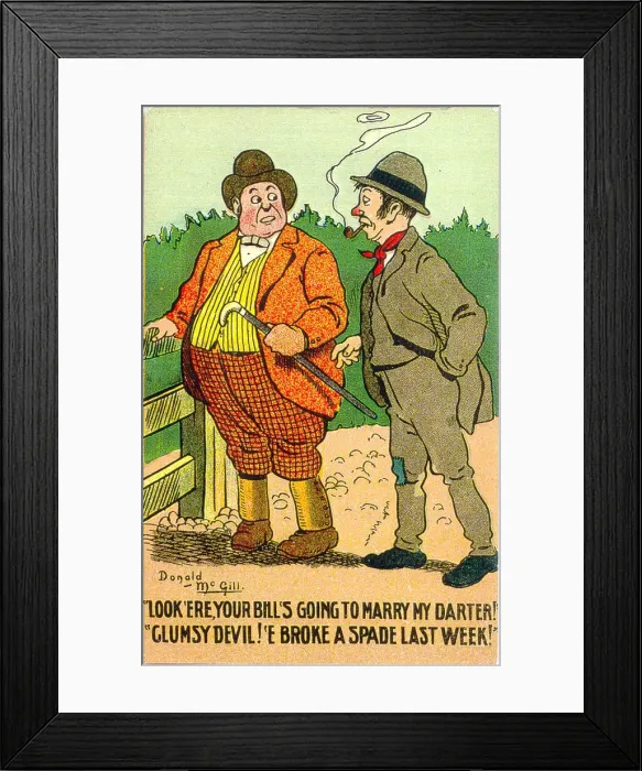 Framed Print : Comic postcard, Future fathers-in-law Date: 20th century Framed Print : Comic postcard, Future fathers-in-law Date: 20th century
