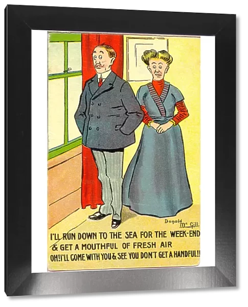 Comic postcard, Going to the seaside Date: 20th century