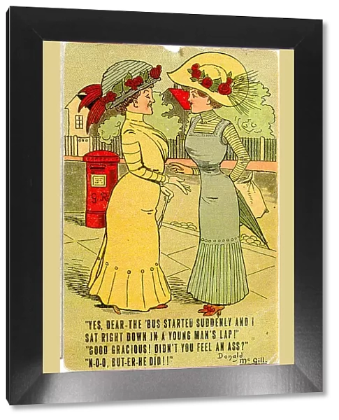 Comic postcard, Two women in the street Date: 20th century