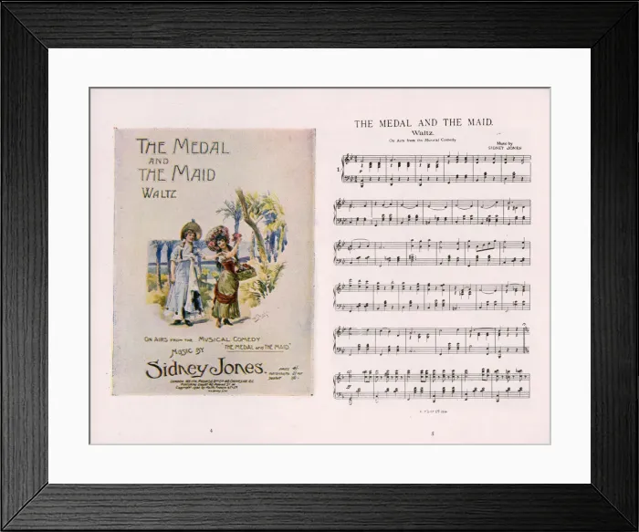 Framed Print : Musical comedy, The Medal and the Maid, Waltz, music by Sidney Jones. Date: 1900s Framed Print : Musical comedy, The Medal and the Maid, Waltz, music by Sidney Jones. Date: 1900s