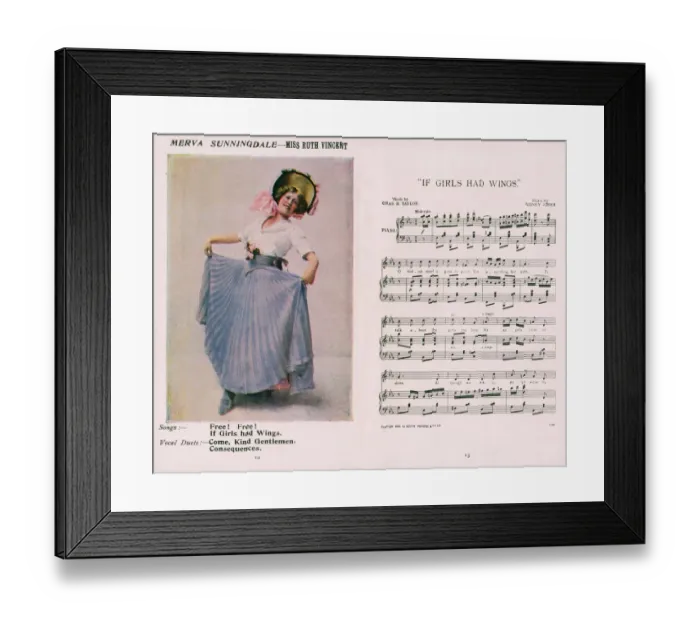 Framed Print : Musical comedy, The Medal and the Maid, song, If Girls Had Wings, music by Sidney Jones Framed Print : Musical comedy, The Medal and the Maid, song, If Girls Had Wings, music by Sidney Jones