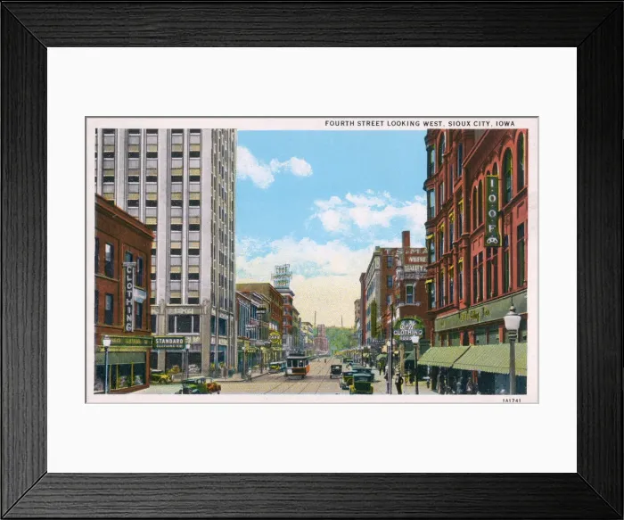Framed Print : Fourth Street - looking West - Sioux City, Iowa, USA Date: circa 1930 Framed Print : Fourth Street - looking West - Sioux City, Iowa, USA Date: circa 1930