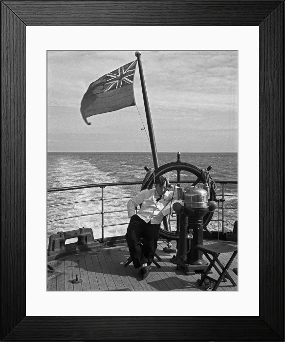 Framed Print : Asleep at the wheel on Channel steamer Framed Print : Asleep at the wheel on Channel steamer