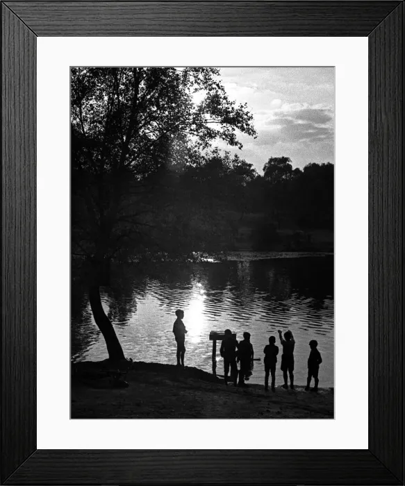 Framed Print : Boys playing by Keston Ponds, Kent Framed Print : Boys playing by Keston Ponds, Kent